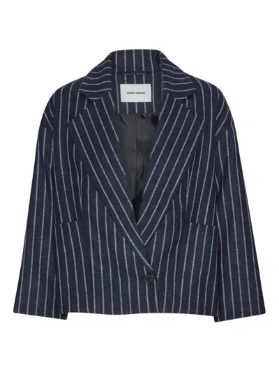 Henrik Vibskov Shady Pinstripe Lapel Jacket In Blue