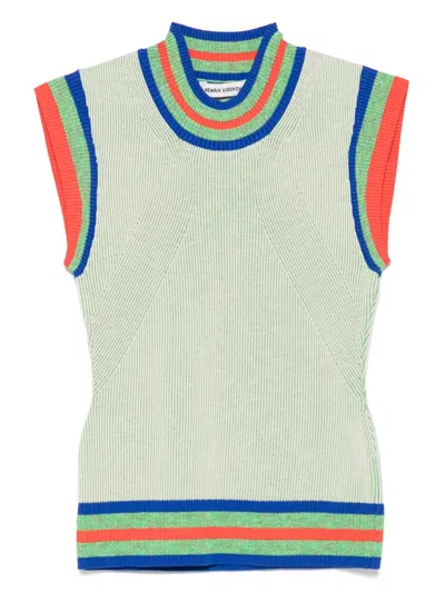 Henrik Vibskov Striped-border Vest In Green