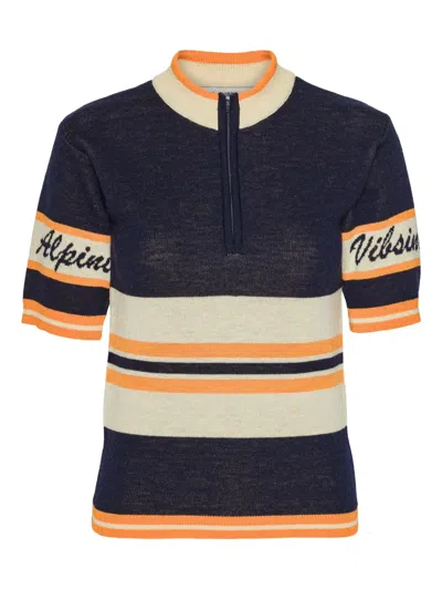 Henrik Vibskov Striped Half-zip Top In Blue