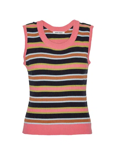 Henrik Vibskov Striped Knitted Vest In Pink