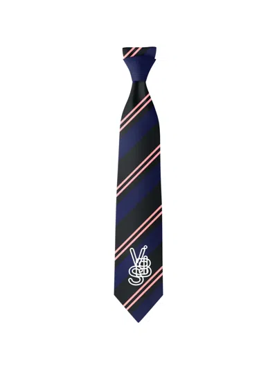 Henrik Vibskov Striped Logo-embroidered Tie In Blue