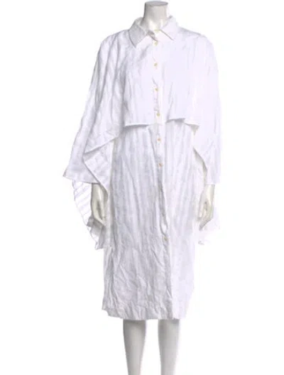 Pre-owned Henrik Vibskov Striped Midi Length Dress In White