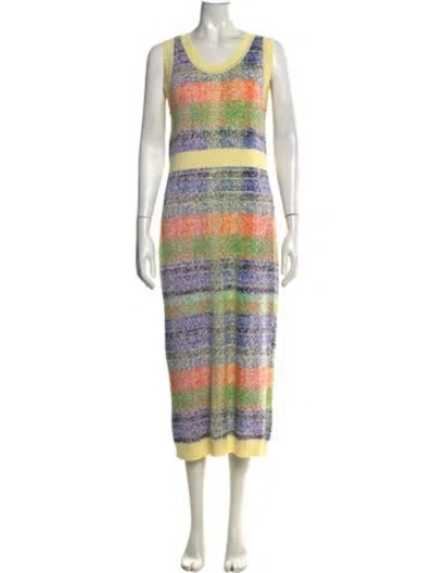 Pre-owned Henrik Vibskov Striped Midi Length Dress In Yellow