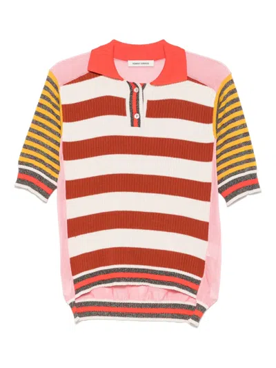 Henrik Vibskov Striped Polo Top In Pink