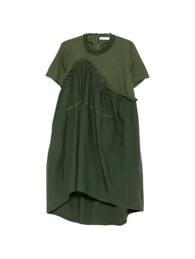 Henrik Vibskov Striped Ruffled Dress In Green