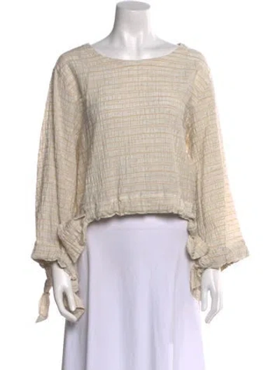 Pre-owned Henrik Vibskov Striped Scoop Neck Crop Top In Neutral