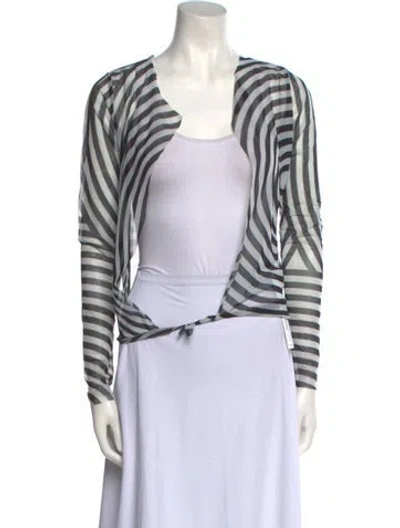 Pre-owned Henrik Vibskov Striped V-neck Crop Top In White