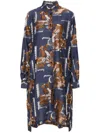 Henrik Vibskov Tape Bird-pattern Midi Dress In Blue