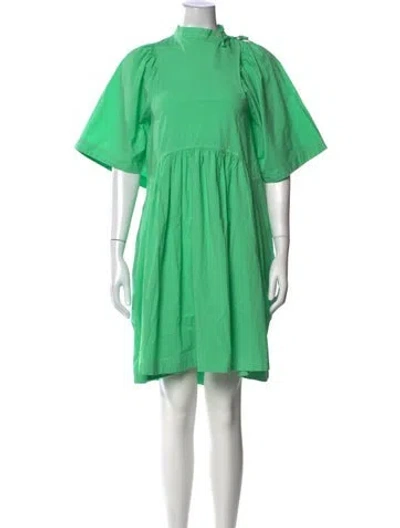 Pre-owned Henrik Vibskov Tie Neck Mini Dress In Green
