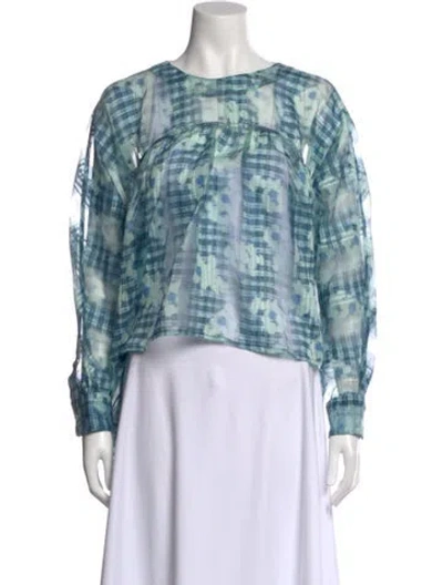 Pre-owned Henrik Vibskov Tie-dye Print Bateau Neckline Blouse In Blue