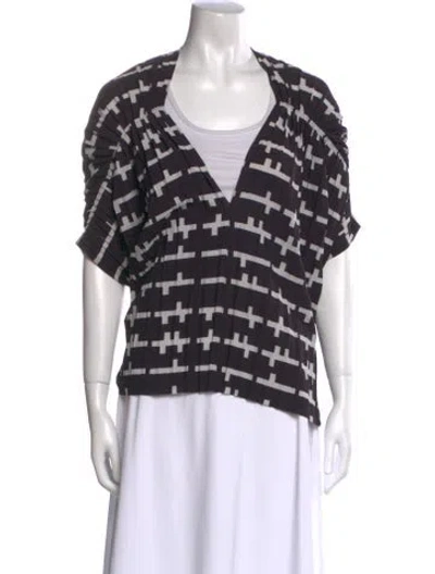 Pre-owned Henrik Vibskov Tie-dye Print V-neck T-shirt In Black