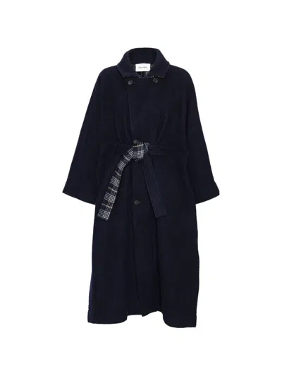 Henrik Vibskov Toadcoat Plaid-belt Coat In Blue