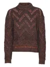Henrik Vibskov Turtleneck Chevron-pattern Sweater In Brown