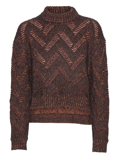 Henrik Vibskov Turtleneck Chevron-pattern Sweater In Brown