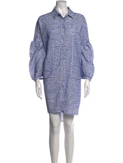 Pre-owned Henrik Vibskov Tweed Pattern Mini Dress In Blue/white