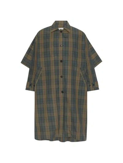 Henrik Vibskov Uncut Tartan-check Coat In Green