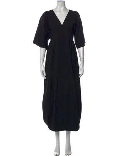 Pre-owned Henrik Vibskov V-neck Long Dress In Black