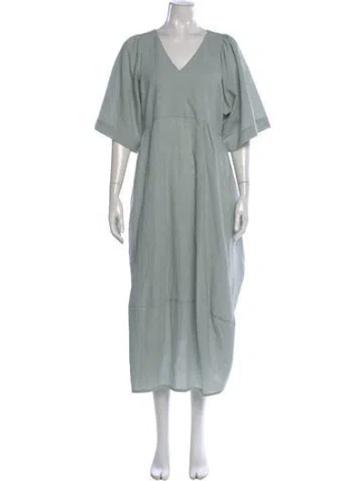 Pre-owned Henrik Vibskov V-neck Midi Length Dress In Blue