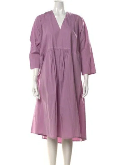 Pre-owned Henrik Vibskov V-neck Midi Length Dress In Purple