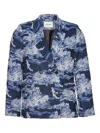 Henrik Vibskov Wave-print Double-breasted Blazer In Blue