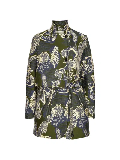 Henrik Vibskov Wheel Jacquard-woven Belted Jacket In Green