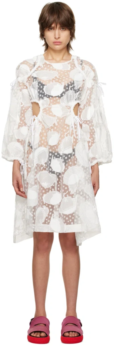 Henrik Vibskov Hole Polka Dot Sheer Dress In White Birdie