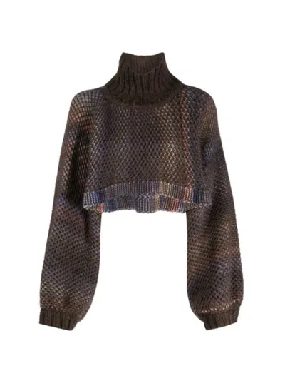 Henrik Vibskov Brown Net Turtleneck In Multi