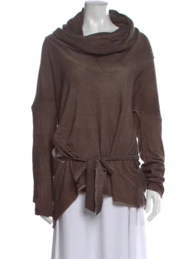 Pre-owned Henry Beguelin Cashmere Cowl Neck Sweater In Brown