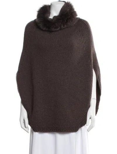 Pre-owned Henry Beguelin Cashmere Poncho In Brown