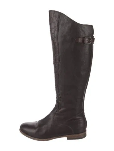 Pre-owned Henry Beguelin Leather Animal Print Riding Boots In Brown