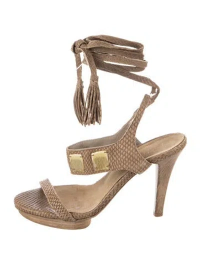 Pre-owned Henry Beguelin Leather Animal Print Sandals In Neutrals