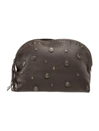Pre-owned Henry Beguelin Leather Clutch In Gray