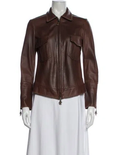 Pre-owned Henry Beguelin Leather Jacket In Brown