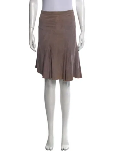Pre-owned Henry Beguelin Leather Knee-length Skirt In Brown