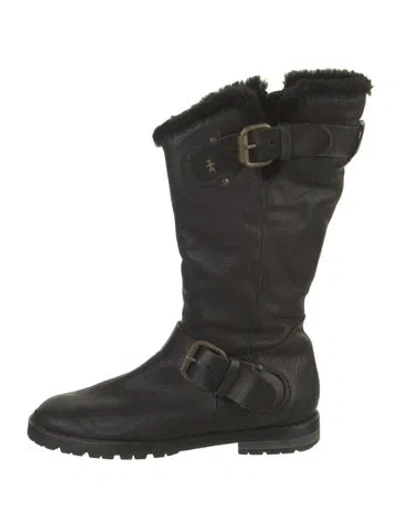 Pre-owned Henry Beguelin Leather Moto Boots In Black