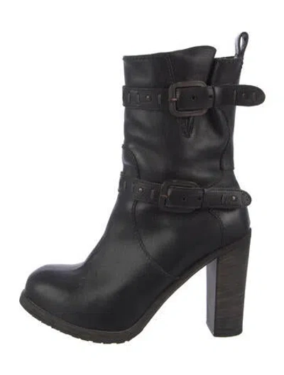 Pre-owned Henry Beguelin Leather Moto Boots In Black