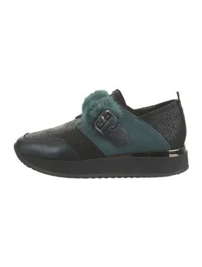 Pre-owned Henry Beguelin Leather Patterned Sneakers In Green