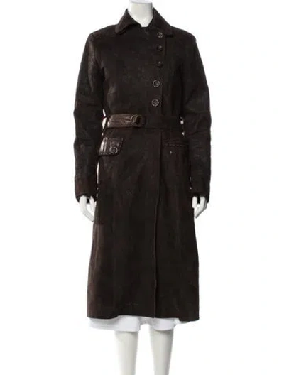 Pre-owned Henry Beguelin Leather Trench Coat In Brown