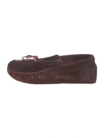 Pre-owned Henry Beguelin Ponyhair Whipstitch Trim Moccasins In Burgundy