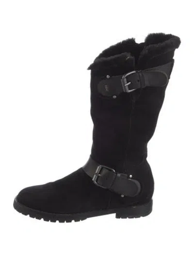 Pre-owned Henry Beguelin Suede Moto Boots In Black