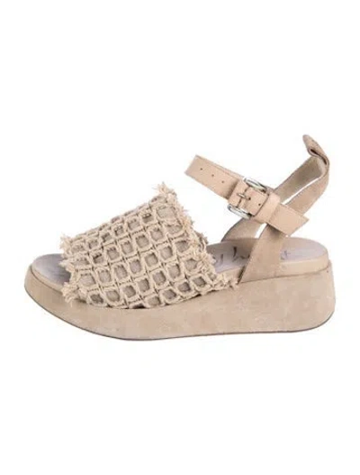Pre-owned Henry Beguelin Suede Patterned Sandals In Neutrals