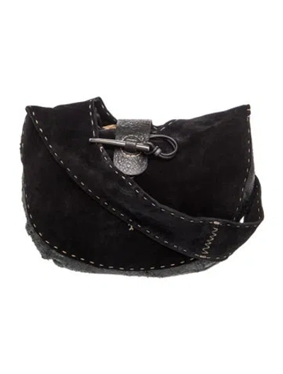 Pre-owned Henry Beguelin Suede Shoulder Bag In Black