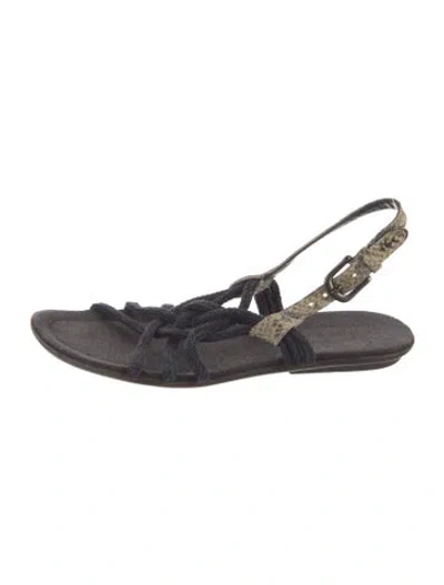 Pre-owned Henry Beguelin Suede Slingback Sandals In Black