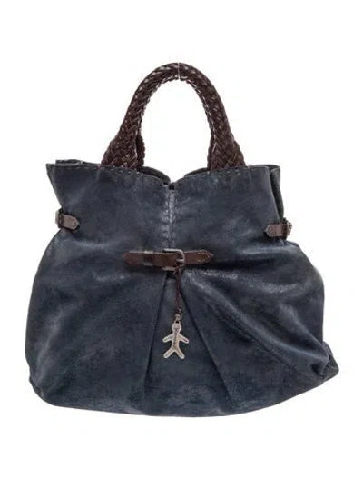 Pre-owned Henry Beguelin Suede Top Handle Bag In Blue