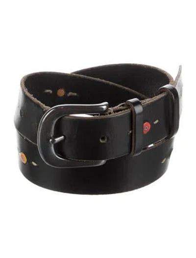 Pre-owned Henry Beguelin Vintage Leather Waist Belt In Black