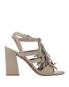 Henry Beguelin Woman Sandals Light Grey Size 11 Leather In Grey