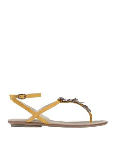 Henry Beguelin Woman Thong Sandal Ocher Size 6 Leather In Yellow