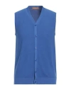 Henry Clifford Man Cardigan Bright Blue Size 42 Cotton In Blue