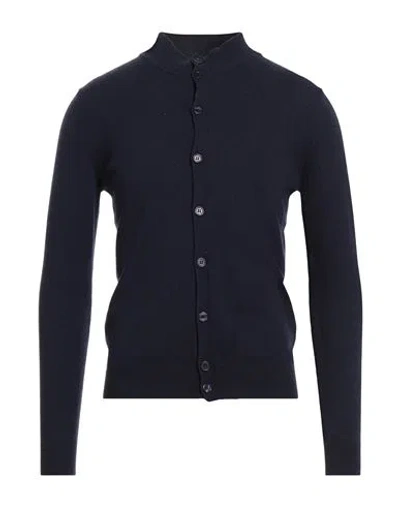 Henry Clifford Man Cardigan Navy Size 38 Wool, Cashmere In Blue
