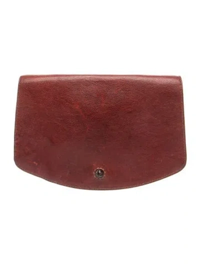 Pre-owned Henry Cuir Leather Clutch In Burgundy
